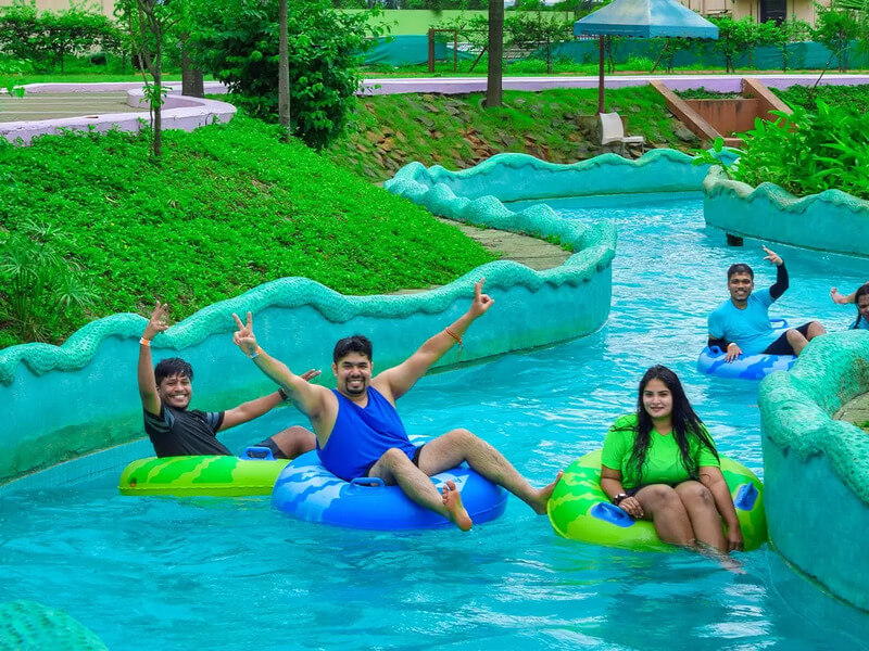 Excited visitors on thrilling water rides at Wet’nJoy